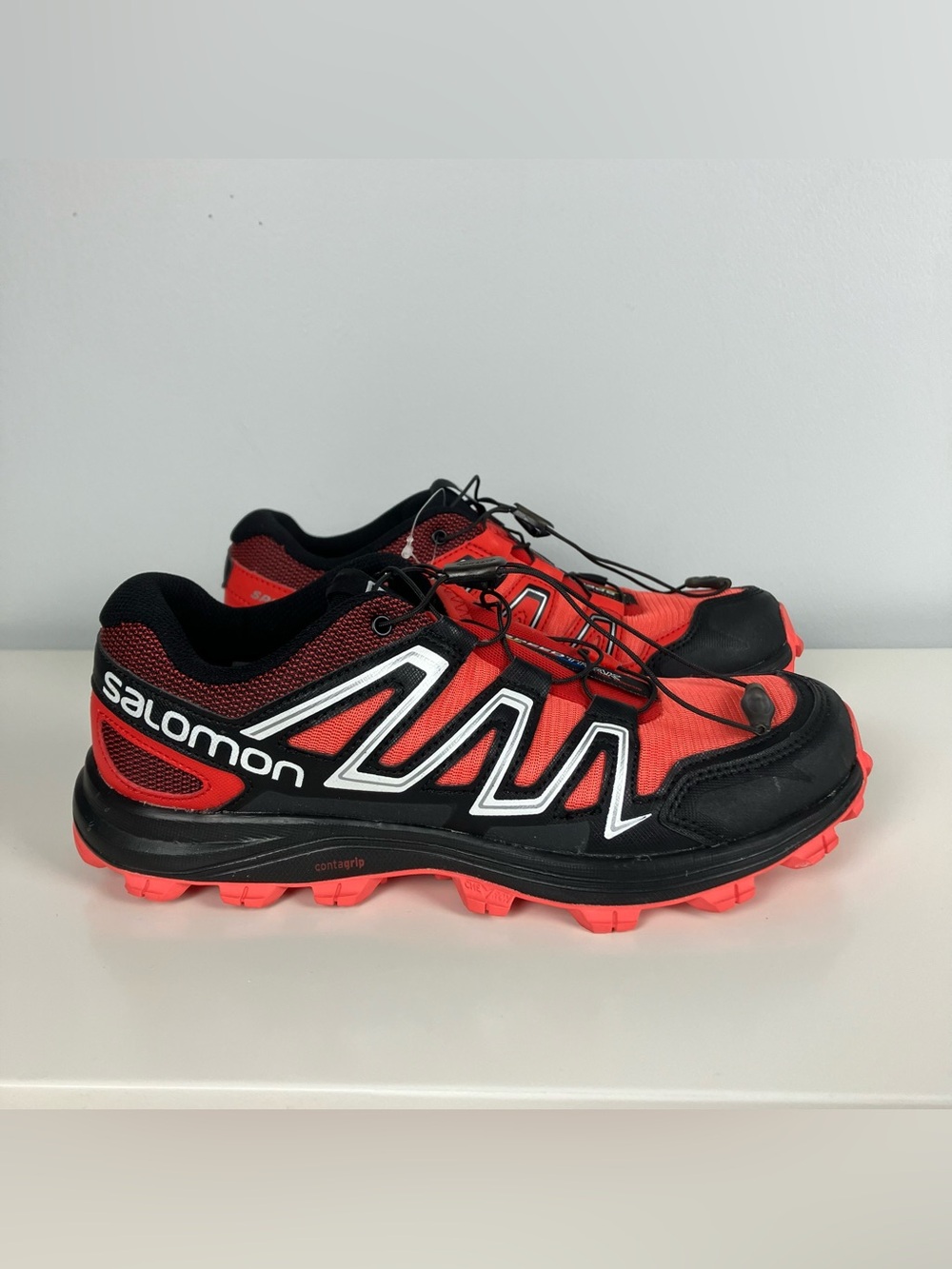 Salomon Speedtrak Trail Running Shoes Women 7.5 Coral Punch Contragrip Quicklace
